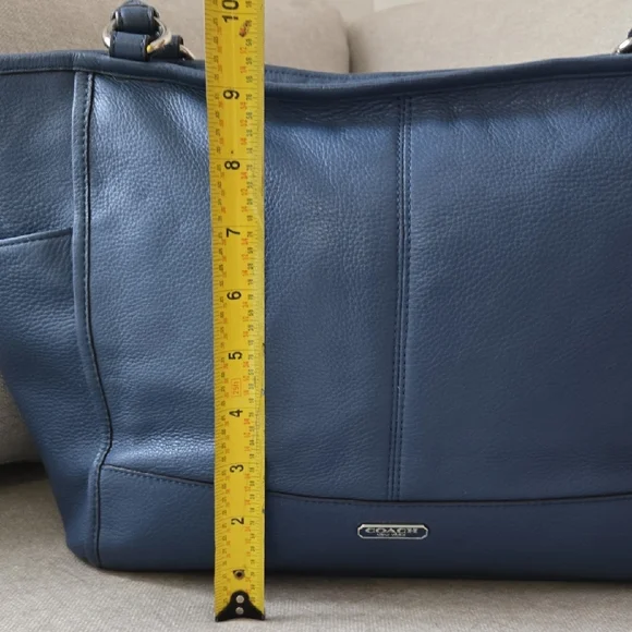 Coach Dark Blue Leather Tote - Picture 2 of 10